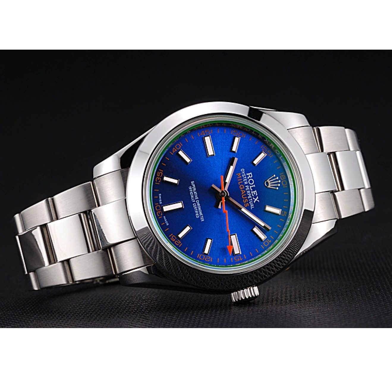 Good Copy Rolex Watches Blue And Stainless Dial Steel Bezel Case 622838 Milgauss Rolex 0618